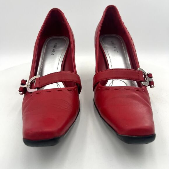 Nine West CosaBella Pumps Red With Designer Heels Size 8 D 78 - Picture 2 of 12